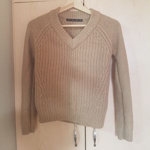 Zara knit v-neck sweater in camel
